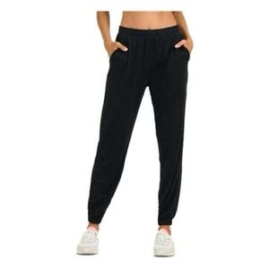 Vuori Large black ribbed villa joggers